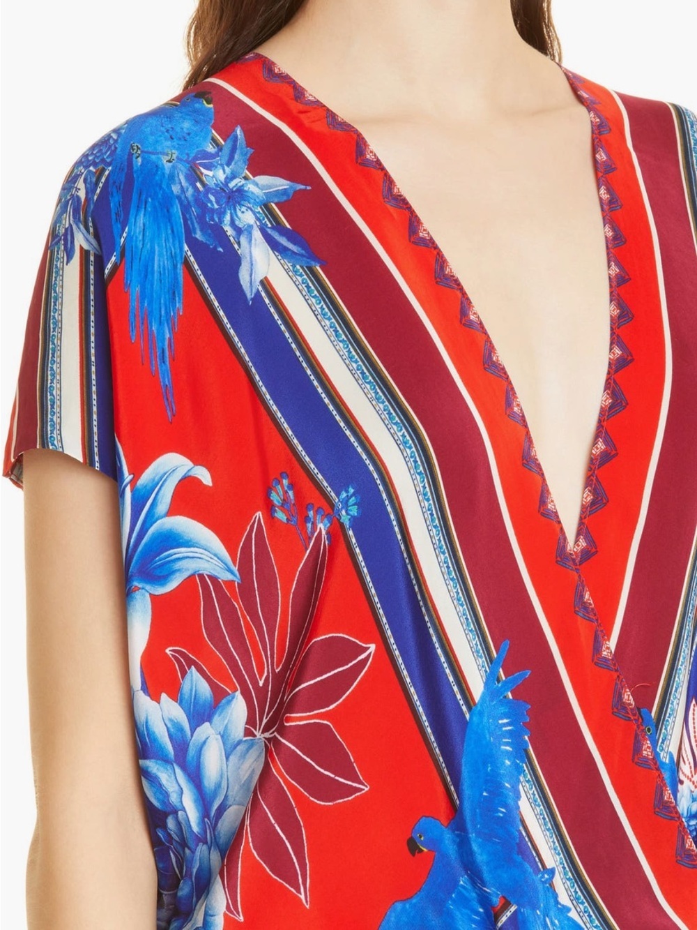 NWT FARM RIO MACAW SCARF OPEN FRONT SHORT SLEEVE BLOUSE - Picture 6 of 8